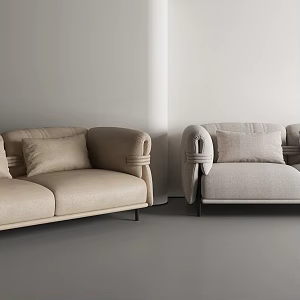 Double leather fabric sofa 3d model