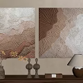 Abstract Textured Paintings In Warm Tones For Interior 3d model