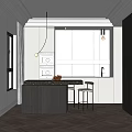 Modern Bar Counter Design With Marble Top Open Layout Stools And City View