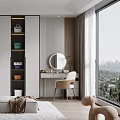 Modern Walk-in Closet Interior Design With Hanging Clothes And Dressing Mirror