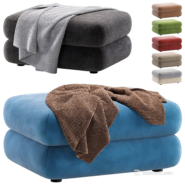 Soft Ottoman Pouf With Cozy Blanket And Multiple Color Options For Home Decor 3d model 