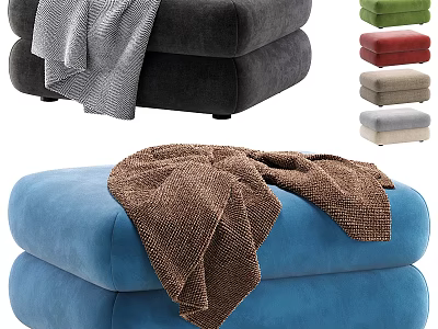 Soft Ottoman Pouf With Cozy Blanket And Multiple Color Options For Home Decor 3d model