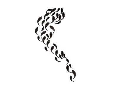 Black Curved Leaf Vine Wall Decor With Flowing Design For Home 3d model
