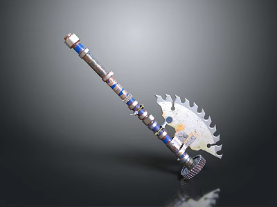 Mechanical Tool With Metal Construction Sawtooth Blade Blue Silver Components And Bolts 3d model