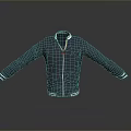 Dark Blue Casual Jacket With White Trim Stand Collar And Simple Comfortable Design 3d model