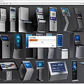 Public Facilities Featuring Self Service Kiosks With Touchscreen Displays And Various Designs