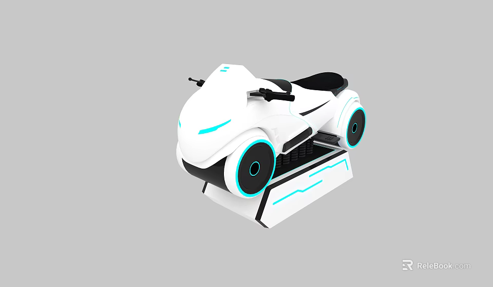 Futuristic Electric Transporter With White Body Blue Accents And Large Wheels 3d model 