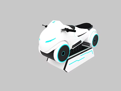 Futuristic Electric Transporter With White Body Blue Accents And Large Wheels 3d model