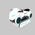 Futuristic Electric Transporter With White Body Blue Accents And Large Wheels