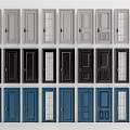 Modern Hinged Doors In Multiple Colors With Panel And Glass Designs 3d model