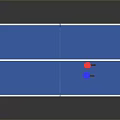 Portable Blue Ping Pong Table with White Net Red Blue Rackets and Black Frame
