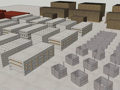 Various Building Components 3D Models With Concrete Wood And Structural Elements 3d model