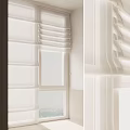 White Pleated Curtains With Natural Light For Modern Window Interior 3d model