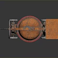 Rusted Orange Concrete Mixer With Wheels And Red Rim For Construction Use