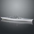 Realistic Detailed White Warship Model With Turrets Antennas On Smooth Black Surface