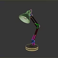 Silver Metal Desk Lamp With Adjustable Arm And Reflective Base Design 3d model