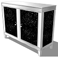 Modern Black and White Shoe Cabinet With Double Doors and Silver Frame Support Legs