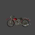 Red Motorcycle With Headlight Black Seat Silver Engine And Exhaust Pipe 3d model