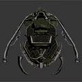 Futuristic Sci Fi Spaceship Model With Metallic Green Gray Exterior And Detailed Cockpit Structure