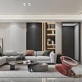 Modern Living Dining Room Interior Design With TV Wall Fireplace And Coffee Table