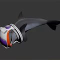 Futuristic Sci Fi Shark Head Model With Helmet Like Gear Purple White And Orange Accents