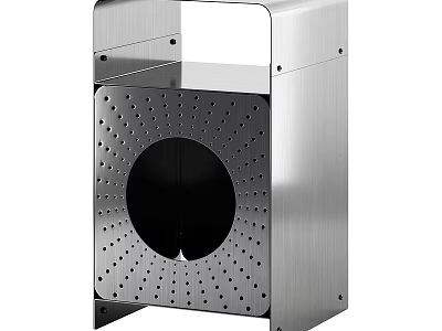 Modern Brushed Stainless Steel Side Table With Unique Perforated Panel For Contemporary Living Spaces 3d model