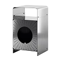 Modern Brushed Stainless Steel Side Table With Unique Perforated Panel For Contemporary Living Spaces