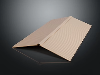 Beige Folded Corrugated Cardboard With Ribbed Texture And Shiny Reflective Surface 3d model