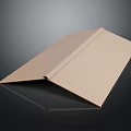 Beige Folded Corrugated Cardboard With Ribbed Texture And Shiny Reflective Surface