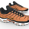 Orange Black Running Shoes with Wave Like Patterns Air Cushion Sole and Yellow Logo