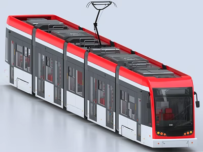 Modern Red And White Metro Train With Multiple Carriages Large Windows And Interior Red Seats 3d model