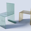 Modern Leisure Chairs Featuring Glass Striped Design Light Green And Gold Colors