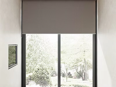 Modern Roller Blinds Enhancing Window With Natural Light And Outdoor Greenery View 3d model