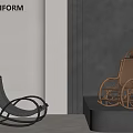 Poliform Modern Rocking Leisure Chairs in Black and Brown Indoor Design