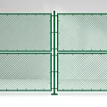 Green Metal Mesh Fence Structure With Panel Design And Support Posts 3d model