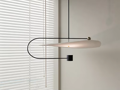 Minimalist Modern Pendant Light Fixture With Black Metal Frame And White Shade For Interior Decor 3d model