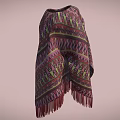 Stylish Vibrant Ethnic Patterned Shawl With Detailed Colorful Geometric Designs And Fringes