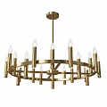 Elegant Modern Gold Ceiling Light with Circular Design and Multiple Glass Bulbs 3d model