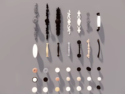 Various Cabinet Handles with Different Styles Shapes and Colors for Home Decor 3d model