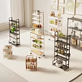 Various Style Storage Shelves Organizing Home Items In Interior Space 3d model