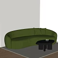 Curved Sofa Minimal Sofa Cashew Sofa Round Coffee Table Simple Pillow 3d model