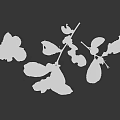 Fresh Green Plant with Lush Leaves White Flowers and Tiny Fruits on Black Background
