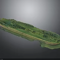 Green Sunken Water Transport Vessel With Underwater Hull And Detailed Structure Features