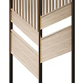 Modern Wooden Room Divider With Slatted Design And Geometric Pattern For Home Interior