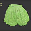 White Layered Ruffled Skirt With Red And Green Striped Trim Design