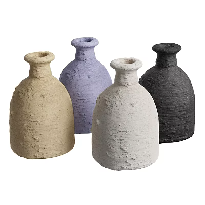 Set Of Handcrafted Ceramic Vessels With Textured Surface In Multiple Colors 3d model