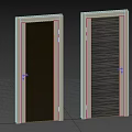 Sleek Modern Swing Doors With Glass Panel And Striped Design Light Frame Dark Background 3d model