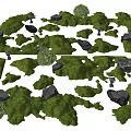 Lush Garden Landscape Featuring Green Lawns Diverse Shrubs and Scattered Rocks
