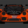 Red And Black Porsche Carrera Cup Race Car With Giants Livery And Rear Wing