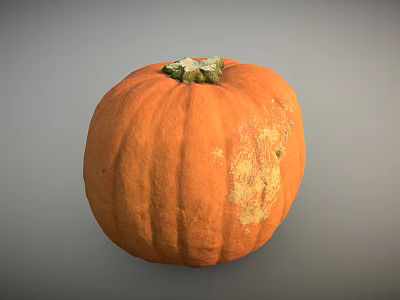 Fresh Orange Pumpkin With Light Spots And Green Stem On Top 3d model